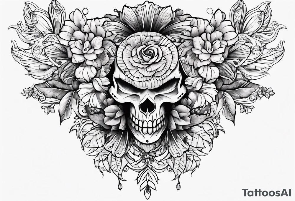 Stitch with flowers around him tattoo idea