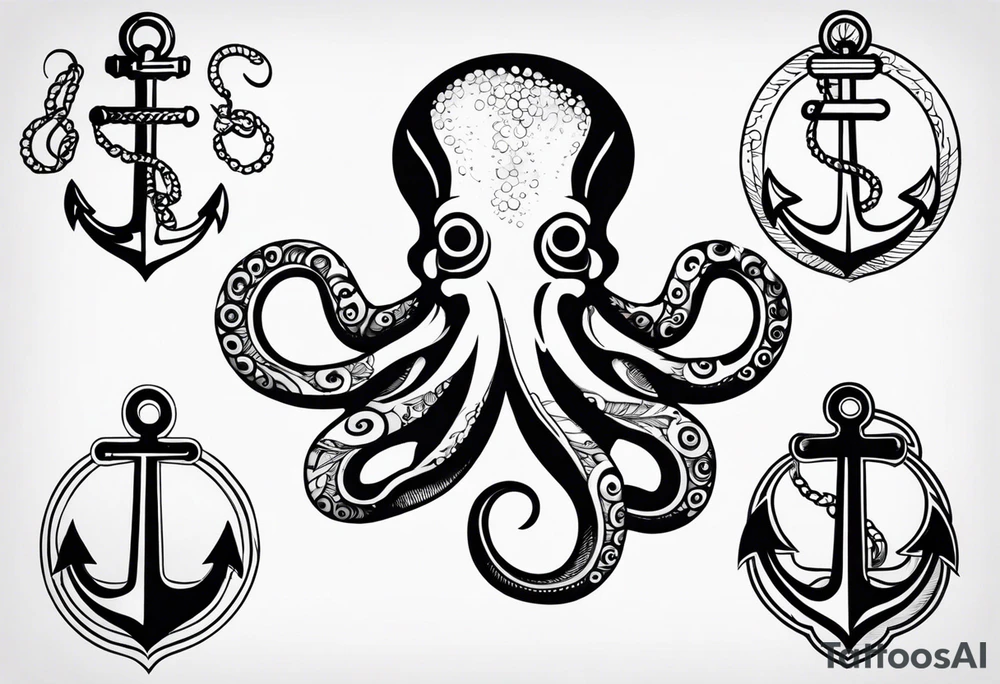 Octopus with anchor tattoo idea