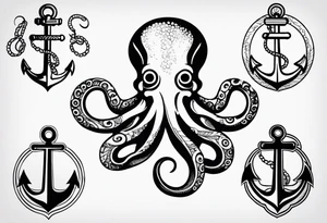 Octopus with anchor tattoo idea