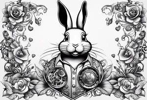 Looks like a rabbit cartoon pig with a mechanical heart tattoo idea