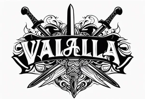 Valhalla axe sword fire tattoo idea