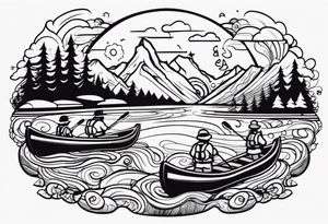 Hiking, peace, rafting tattoo idea