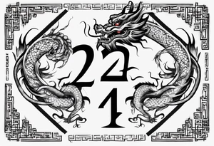 Number 24 with a Chinese dragon around it tattoo idea
