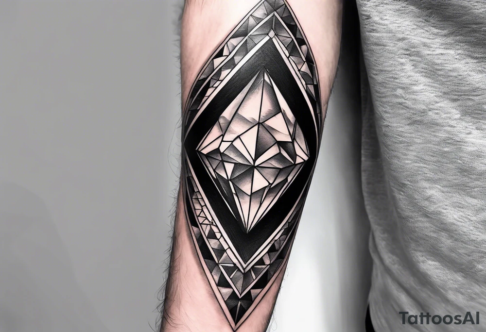 Sleeve on the forearm with a diamond in the middle for men tattoo idea
