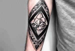Sleeve on the forearm with a diamond in the middle for men tattoo idea