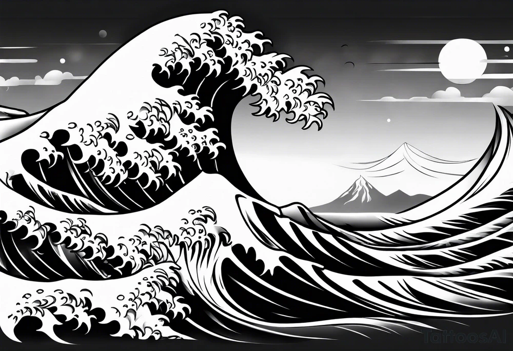 wave background tattoo idea