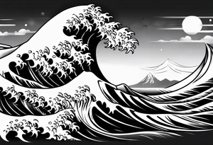 wave background tattoo idea