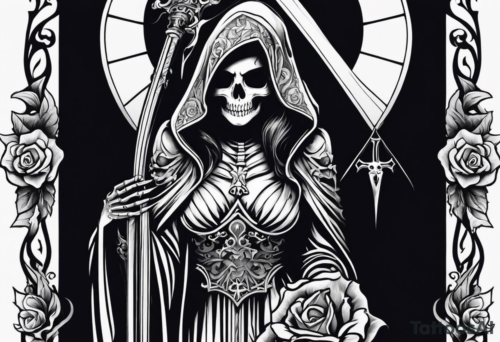 lady skeleton grim reaper satan tattoo idea