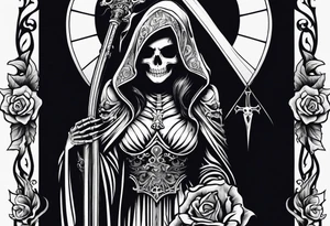 lady skeleton grim reaper satan tattoo idea
