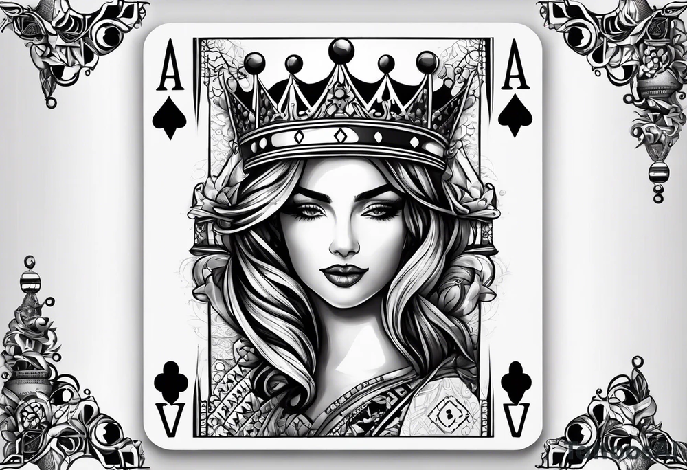 La vida es una Apuesta ace of cards with dice and a crown tattoo idea