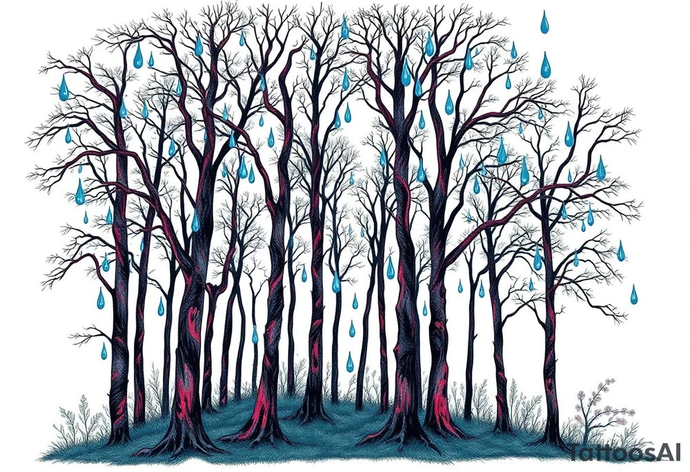 forest trees background
blue rain drops tattoo idea