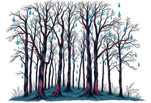 forest trees background
blue rain drops tattoo idea