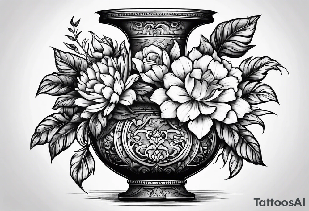 tattoo drawing ancient flower vase tattoo idea