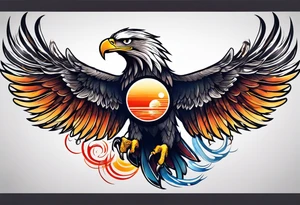 eagle and sun and sea tattoo idea