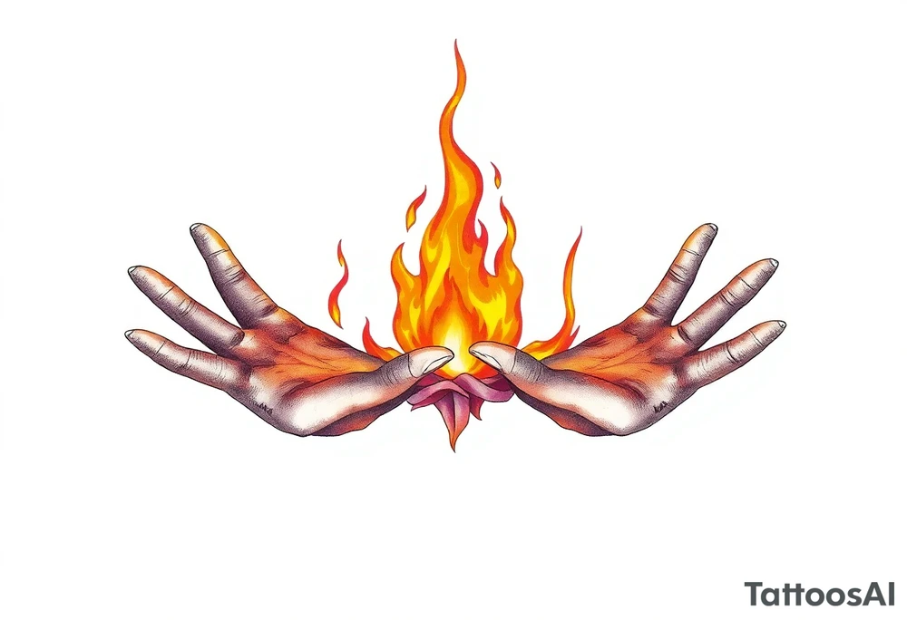Fire between palms tattoo idea