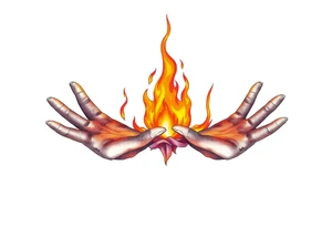 Fire between palms tattoo idea