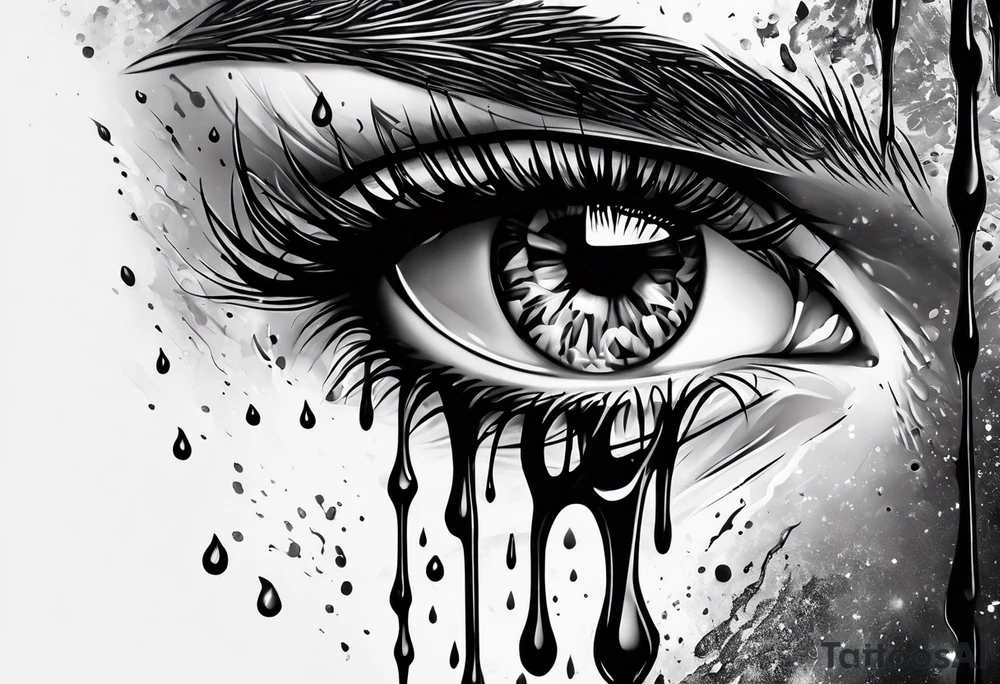Eye melting with wax drips tattoo idea