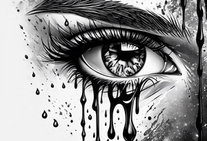 Eye melting with wax drips tattoo idea