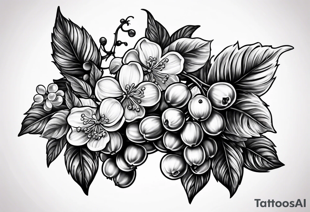 lilac and gooseberry in a bundle tattoo idea