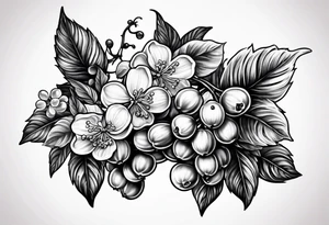 lilac and gooseberry in a bundle tattoo idea