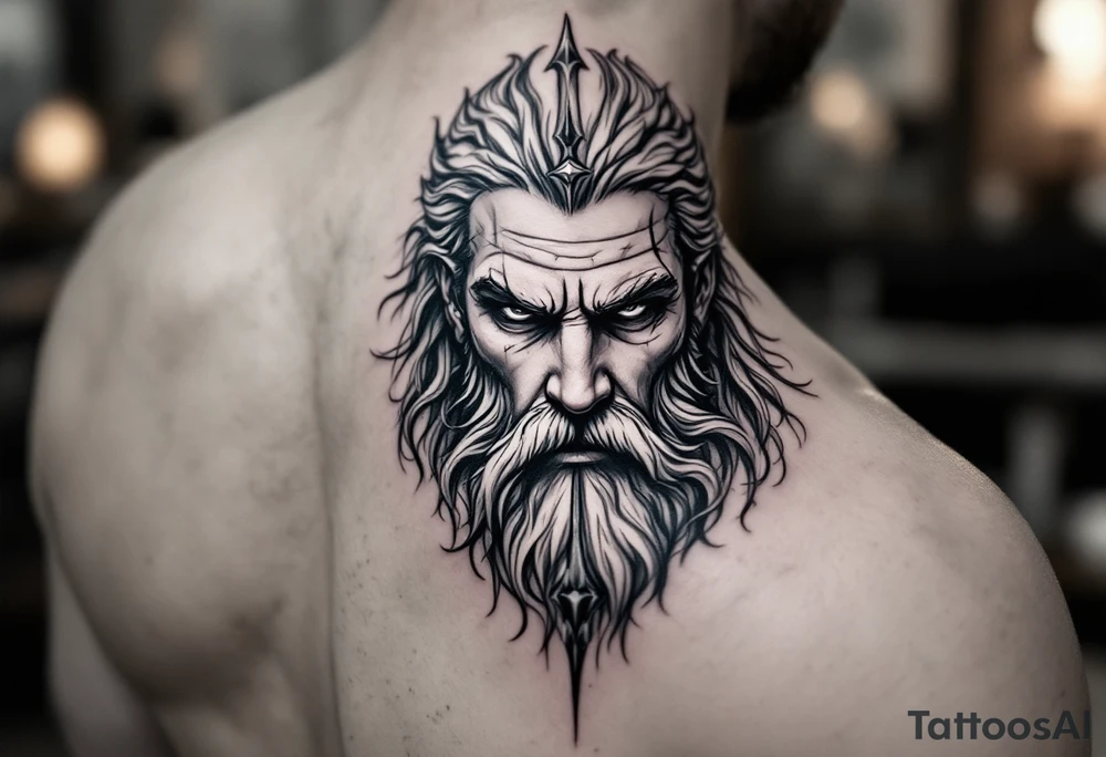 Poseidon with trident tattoo idea