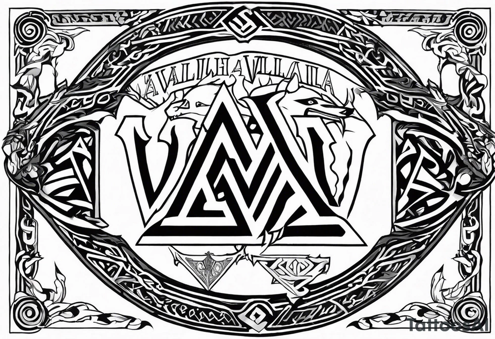 Sword shield dragon Valhalla valknut bear tattoo idea