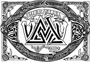 Sword shield dragon Valhalla valknut bear tattoo idea