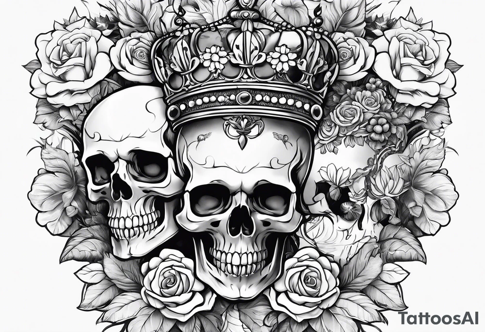Flower crowned skull of saint valentine tattoo idea
