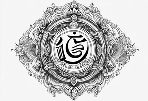 Sleeve tattoo based around Sanskrit Om symbol for breathe tattoo idea