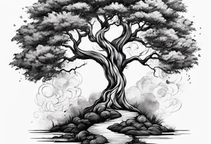 Tree spiraling around another tree tattoo idea