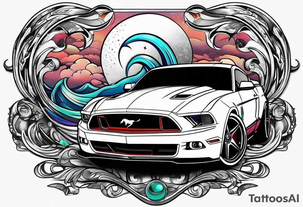 sacred moon
Muscle mustang car tattoo idea