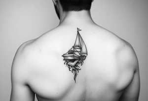 A black and white tattoo that will go on side of the wrist. This is for someone who loves ocean, travel and books. tattoo idea