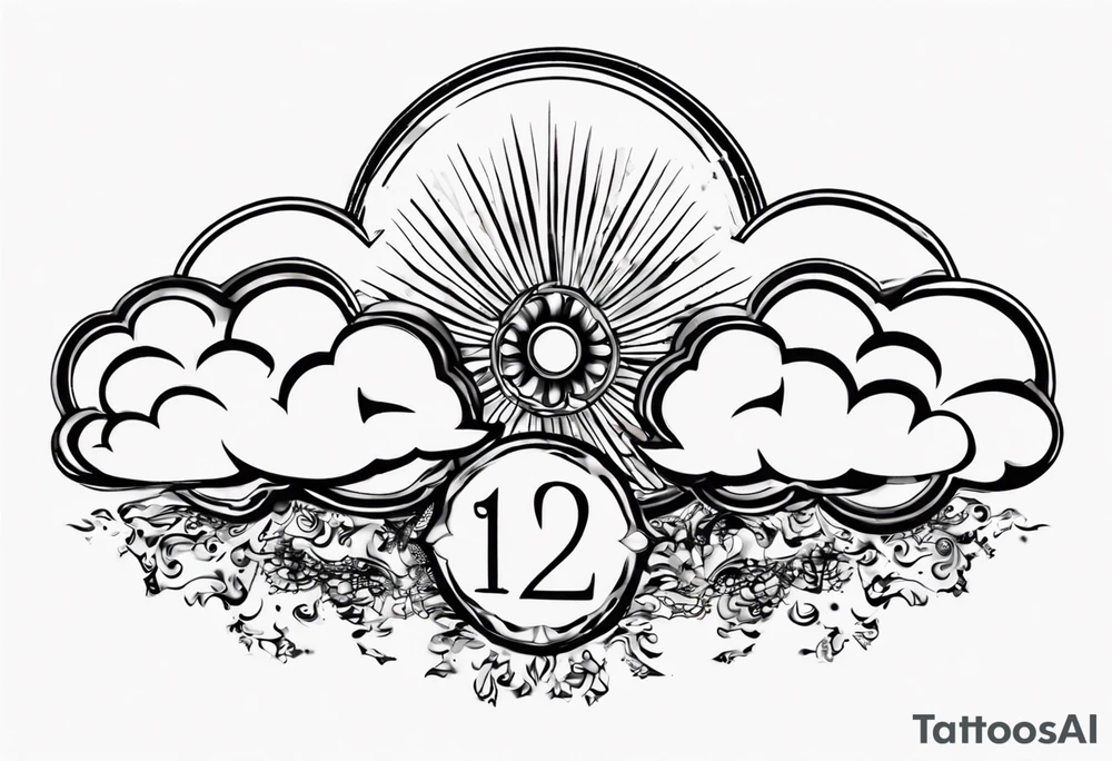 a cloud with the date 12.08.05 tattoo idea