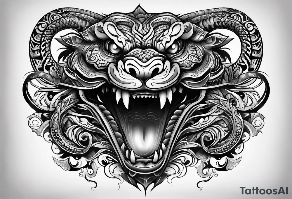 Scary taniwha tattoo idea