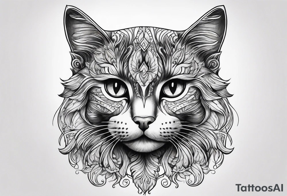 Black and white cat tattoo idea