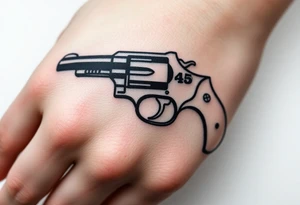 Revolver .45 caliber elegant but simple art work on gun. tattoo idea