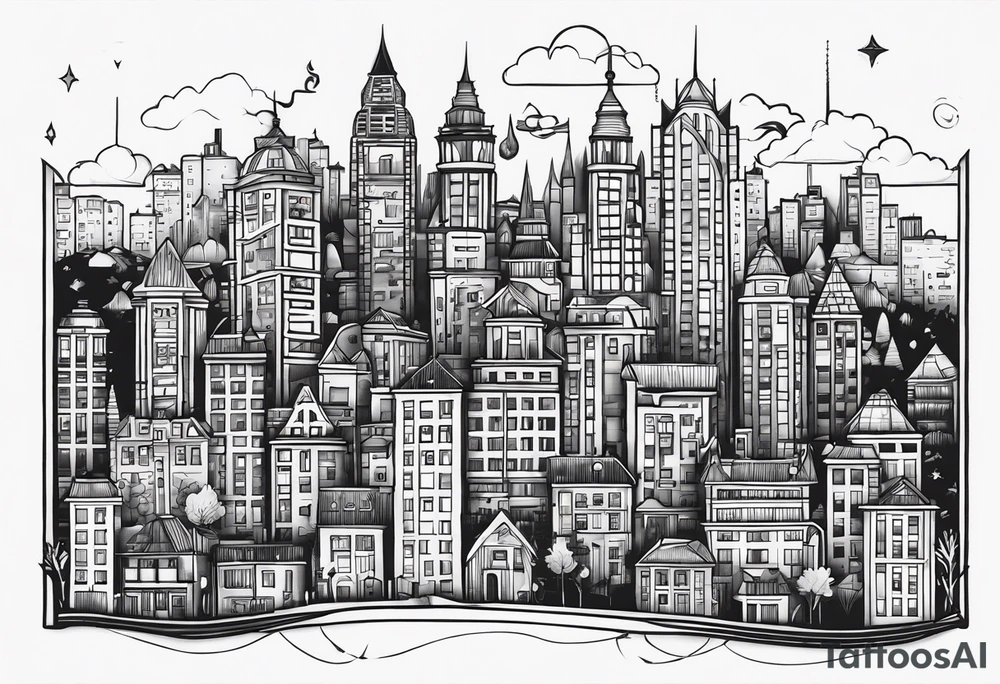 city life tattoo idea