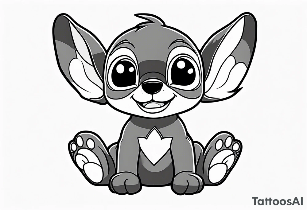 stitch sitting with paw patrol tattoo idea