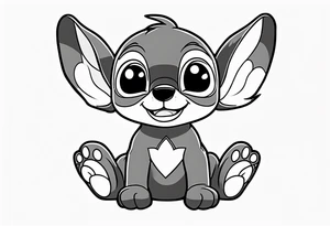 stitch sitting with paw patrol tattoo idea