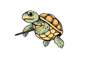 Turtle holding a trident tattoo idea
