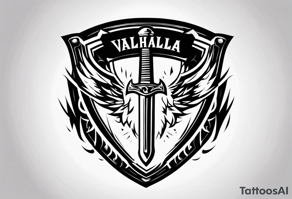 Valhalla sword shield lightning tattoo idea