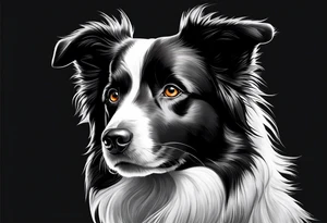 Border collie black with white nose fur is very short tattoo idea
