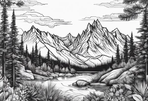 Mountains, animals, concept tattoo idea