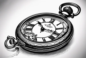 Pocket watch with chain and dates 28/08/1960-25/03/2024 written in it tattoo idea