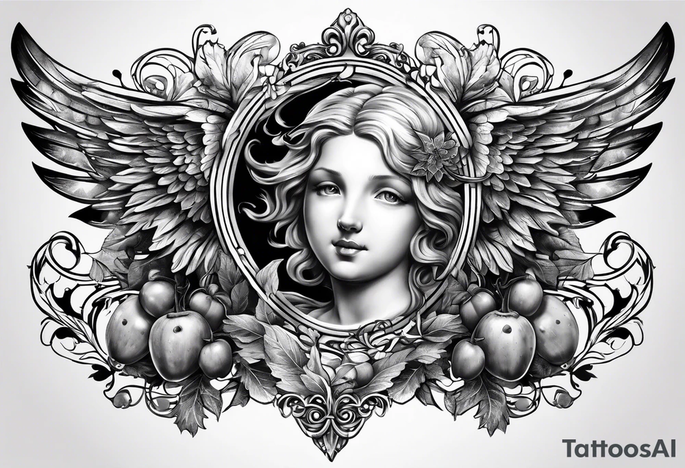 Acorn with angel wings tattoo idea
