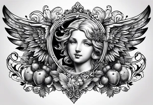 Acorn with angel wings tattoo idea