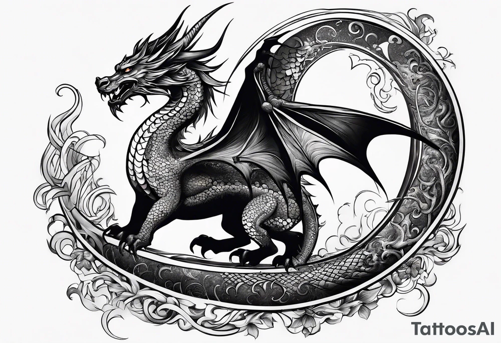 Moon and a dragon tattoo idea