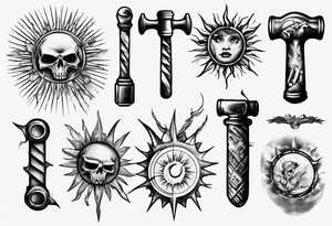Sun hug a hammer tattoo idea