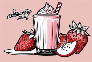 strawberry milkshake. coquette. vintage. black and white. cute tattoo idea