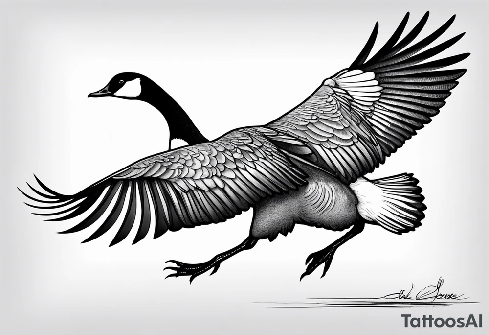canadian goose shaking wings in profile tattoo idea